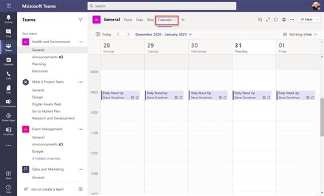 show multiple calendars in teams.